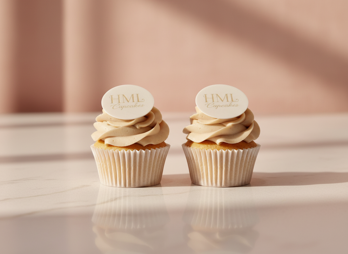 Custom branded cupcakes designed for a luxury corporate event in the North West